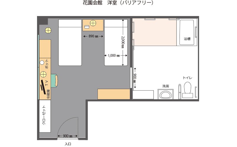 Hanazono Kaikan Accessible Room Layout