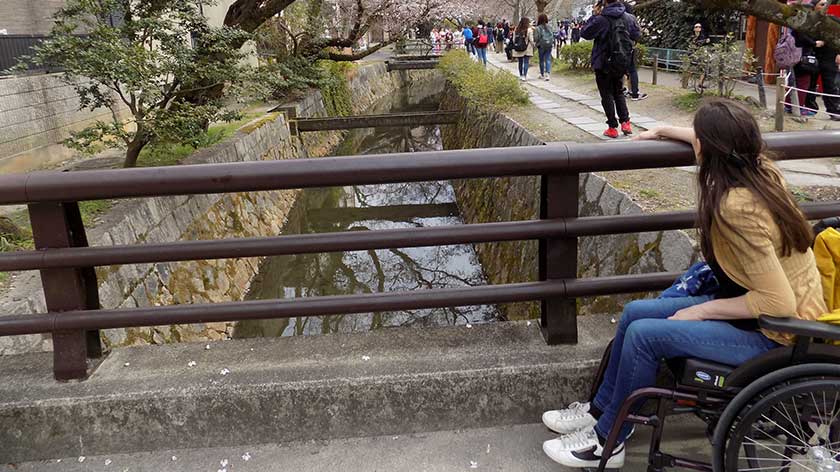 Wanual Wheelchair user on Philosopher's Walk in Kyoto