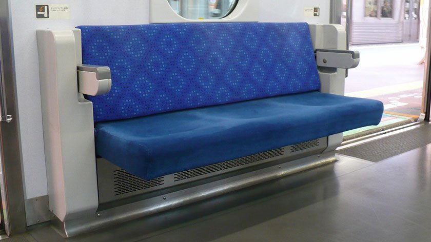 Folding priority seat on a Japanese train