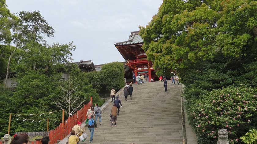Stairs to main hall at Tsurugaoka Hachimangu