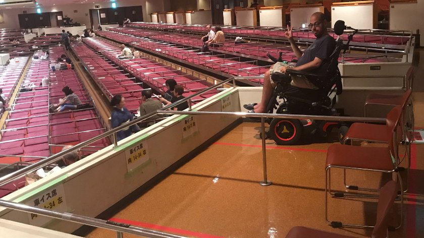 Accessible seating at sumo wrestling tournament