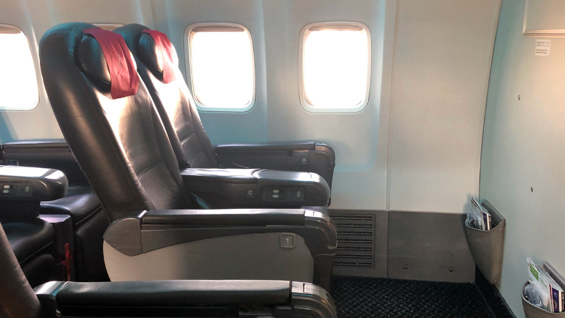 Bulkhead seats with extra legroom in an airplane