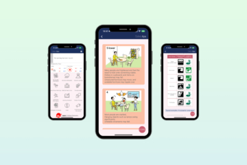 Image showing three screens of Japan's Safety Tips app. The screens display earthquake safety tips, emergency symbols, and alerts for natural disasters.